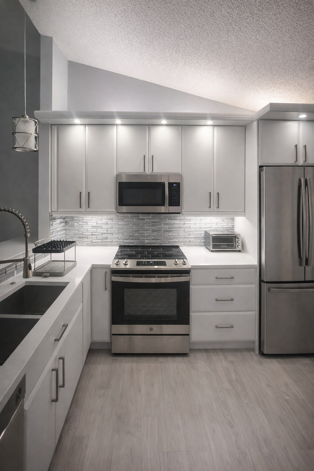 Modern Compact Kitchen with Stainless Steel Accents