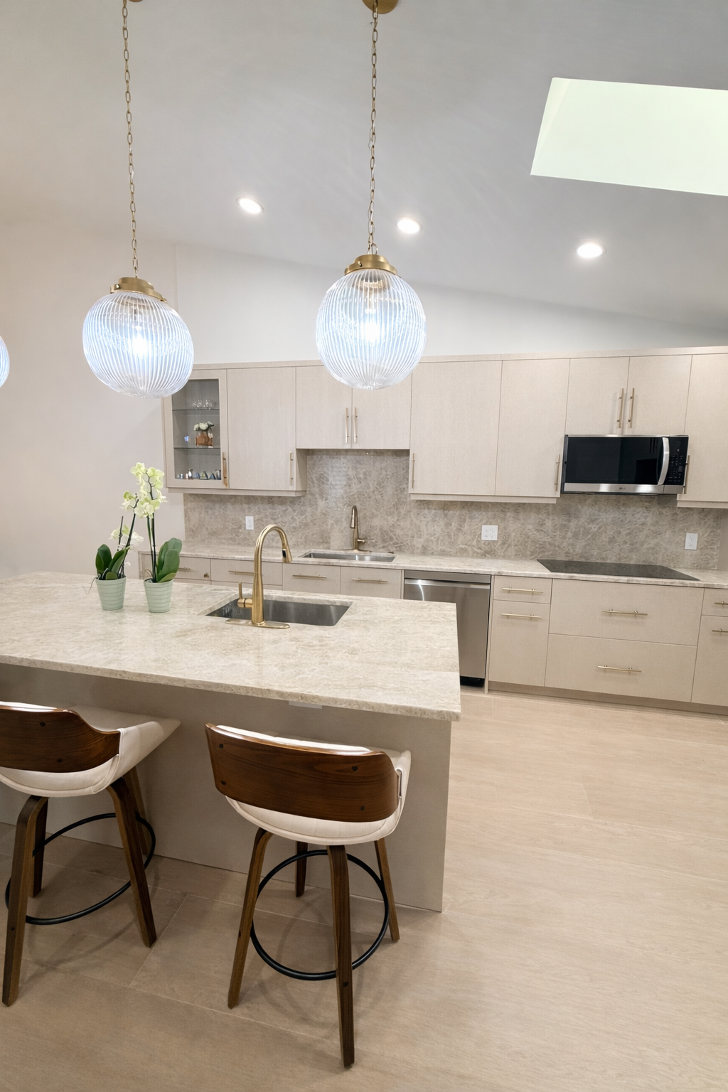 Modern Kitchen Remodel with Waterfall Island