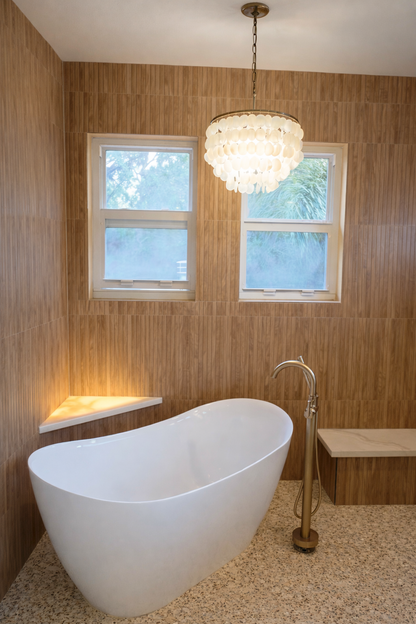 Modern Bathroom with backlit onyx surfaces