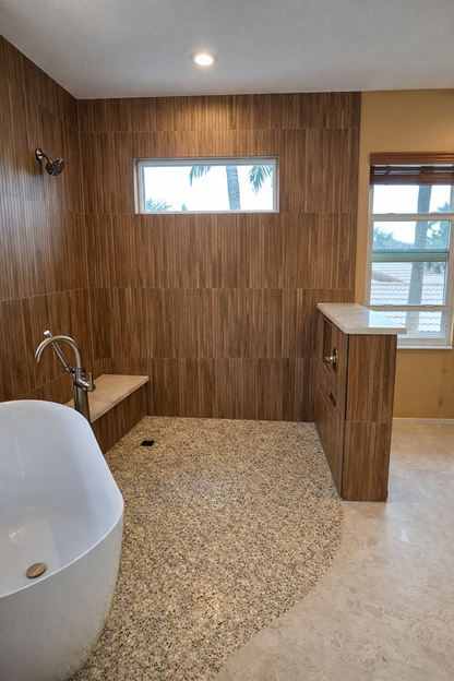 Modern Bathroom with backlit onyx surfaces